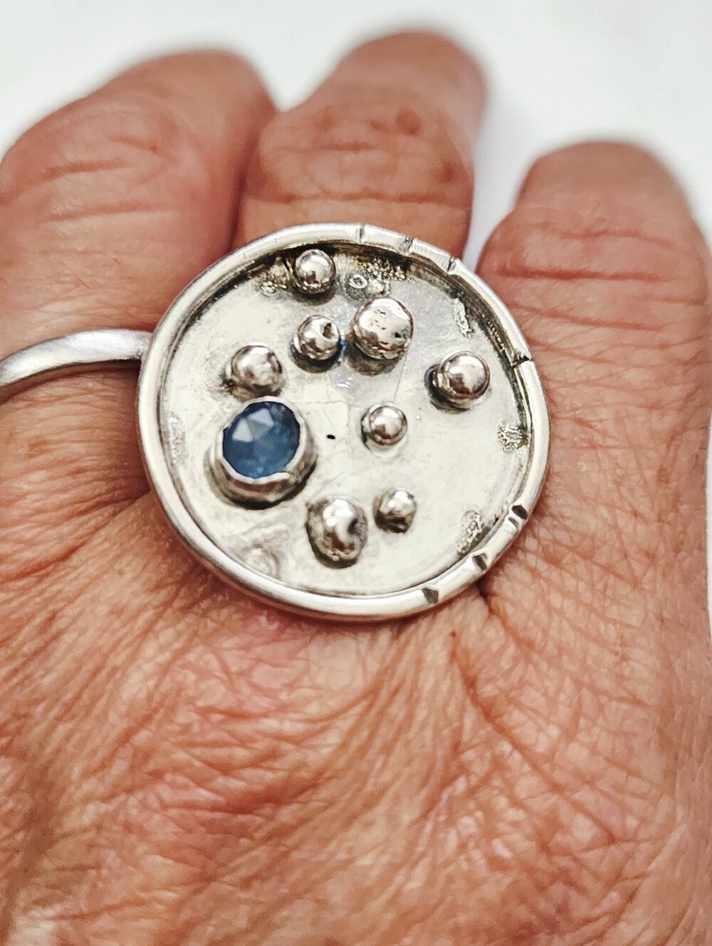 KYANITE ROUND RING HANDMADE IN STERLING SILVER METAL SIZE 7 - Picture 13 of 13